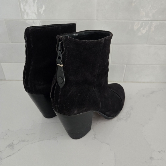 Rag & Bone Classic Newbury Heeled Ankle Boot Asphalt Black Suede Bootie Size 40 - Picture 4 of 11